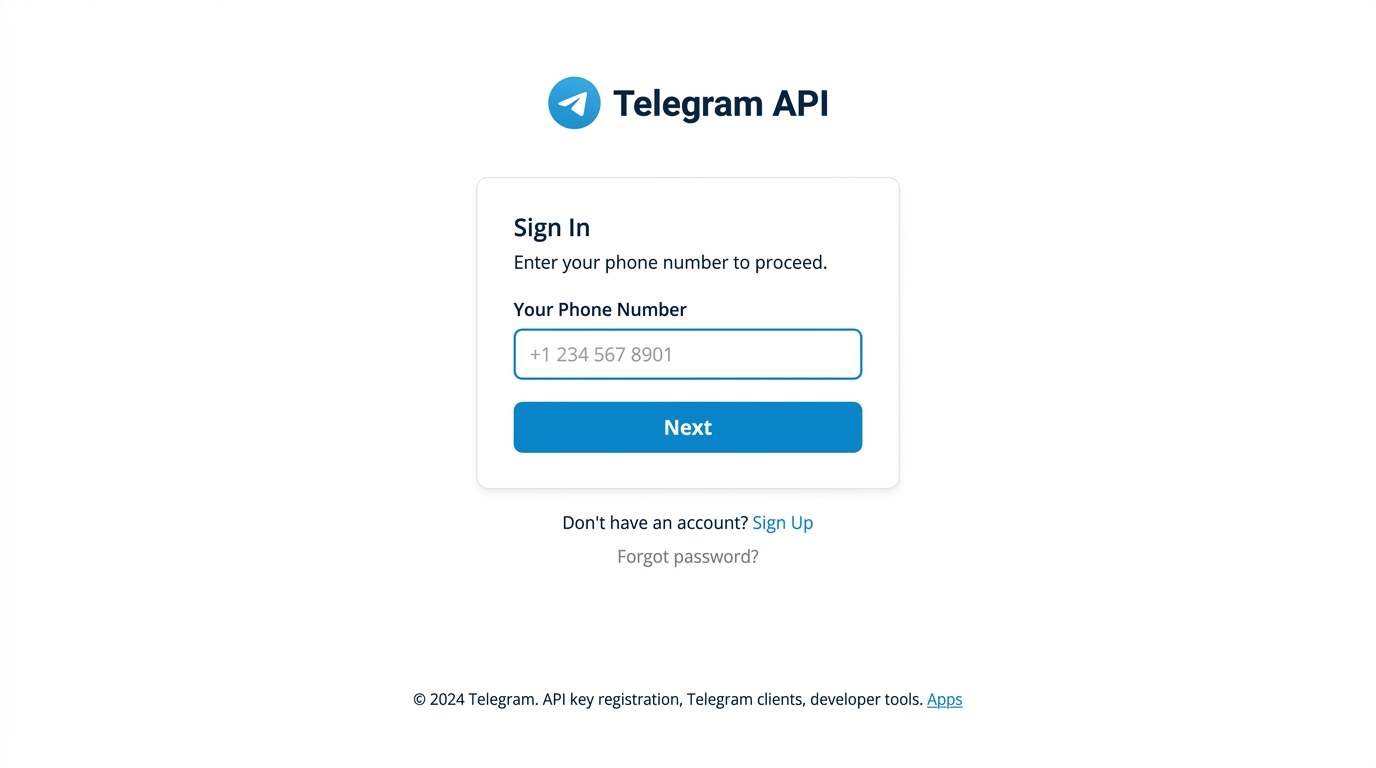 telegram api login page