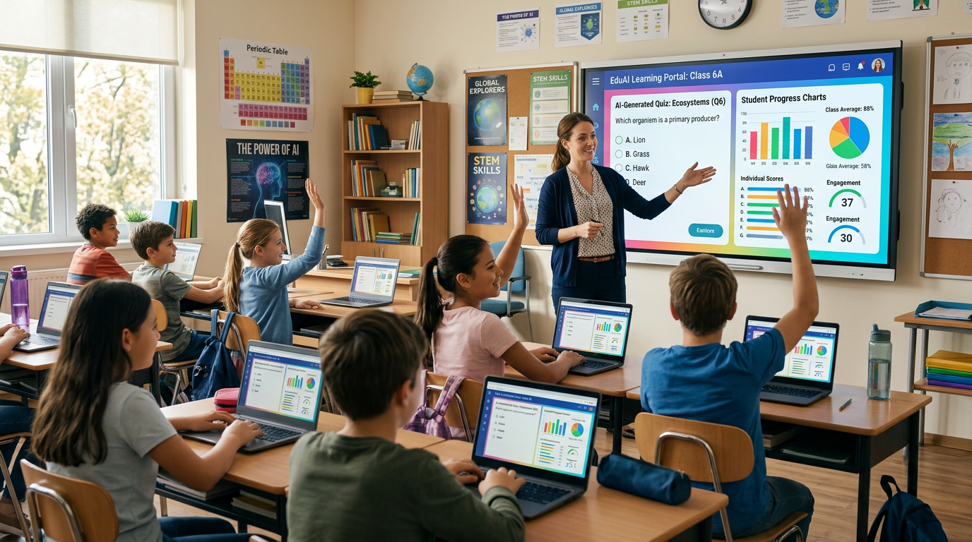 教室中使用AI教学工具的场景