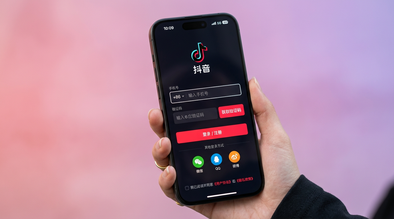 抖音注册登录页面示意
