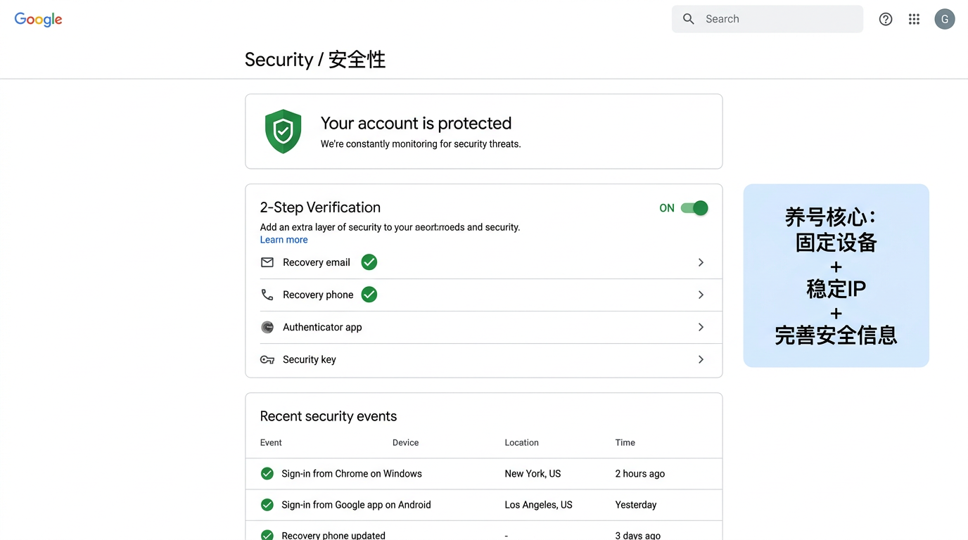 Google 账号安全设置示意