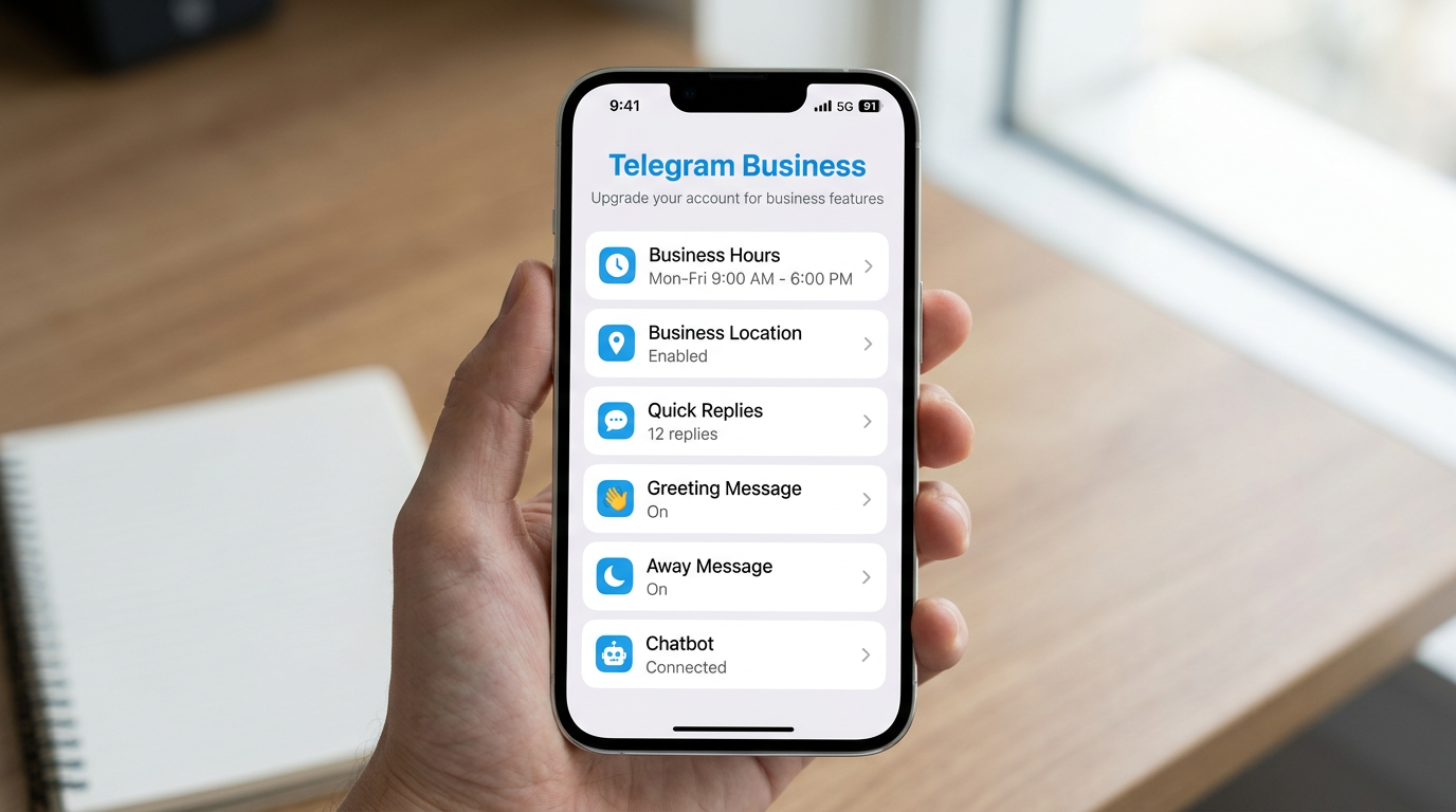 Telegram Business 设置界面示意