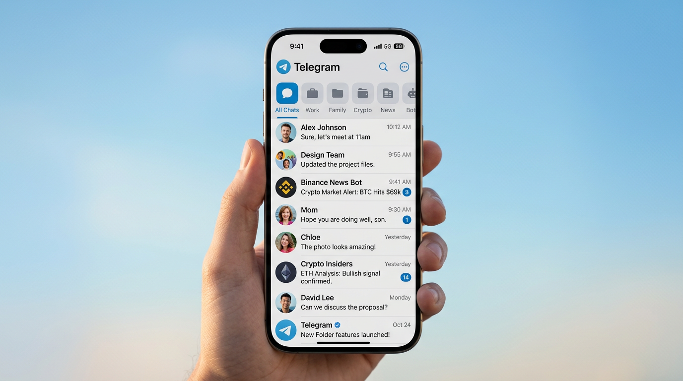 Telegram 聊天文件夹功能示意