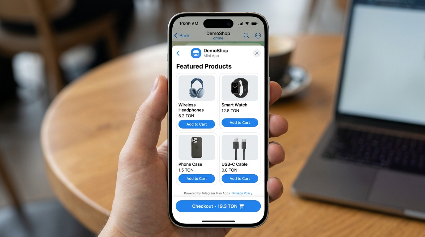 Telegram Mini App 实际运行示意