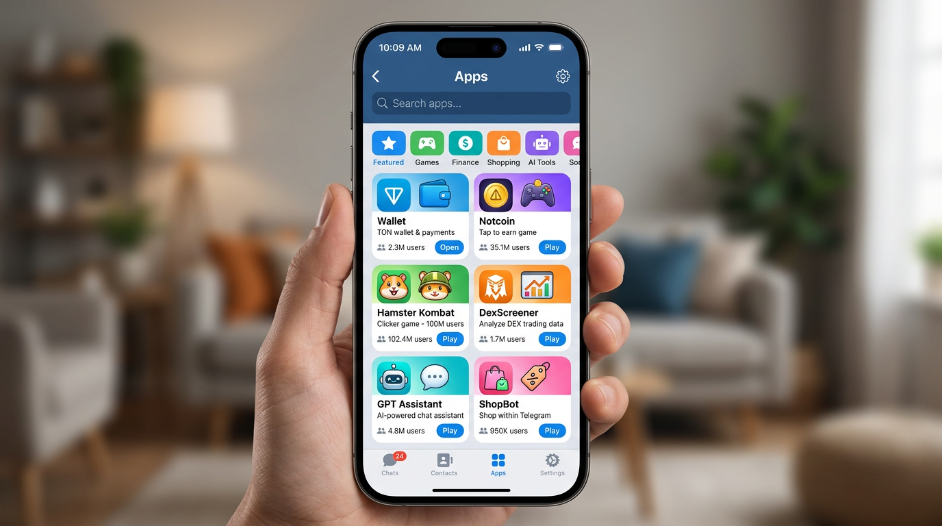 Telegram Mini Apps 应用商店示意