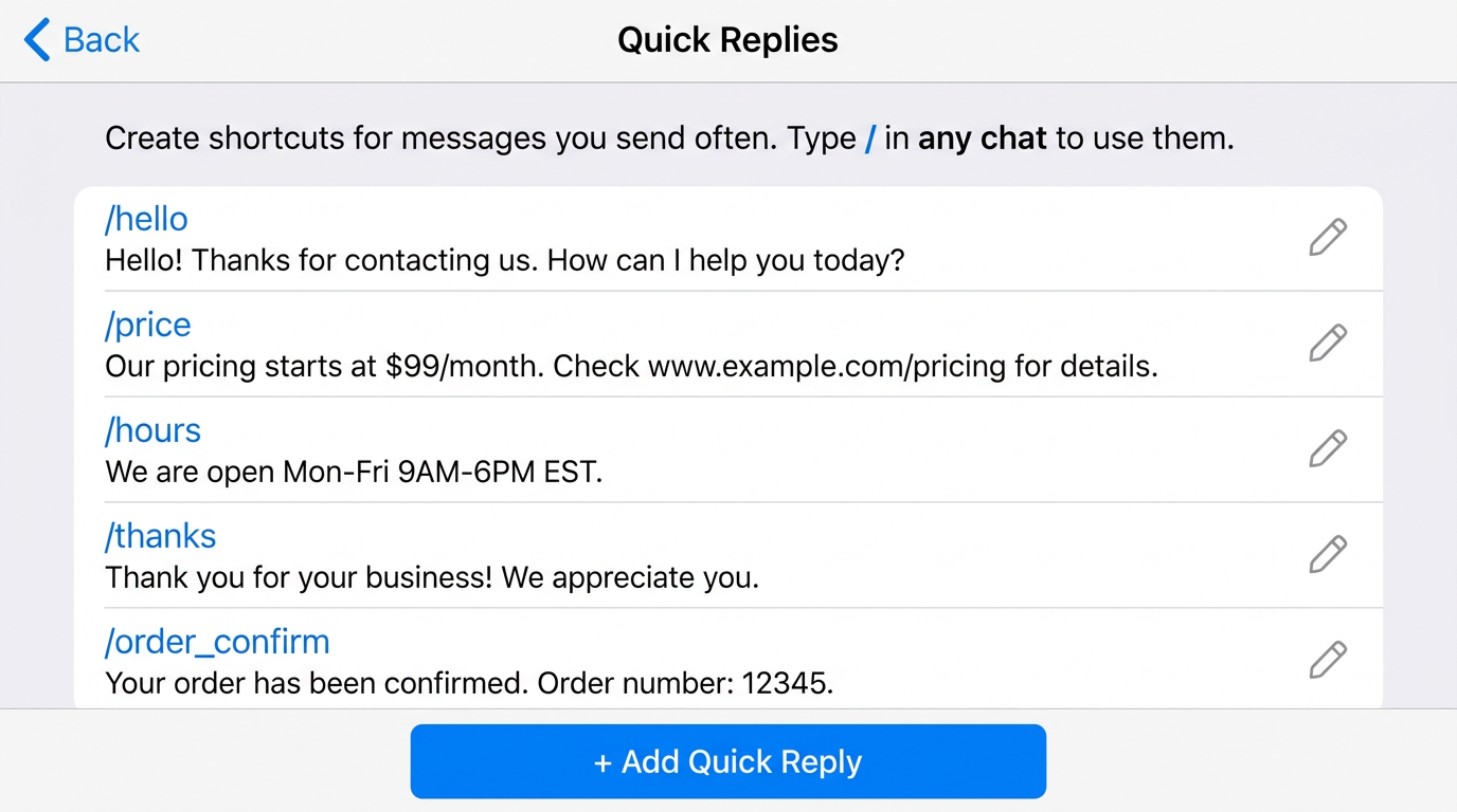 Telegram 快捷回复设置示意